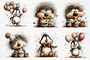 Whimsical Birthday Animals Clipart, an Animal Illustration by Watercolor design (Thumbnail 3 of 5)