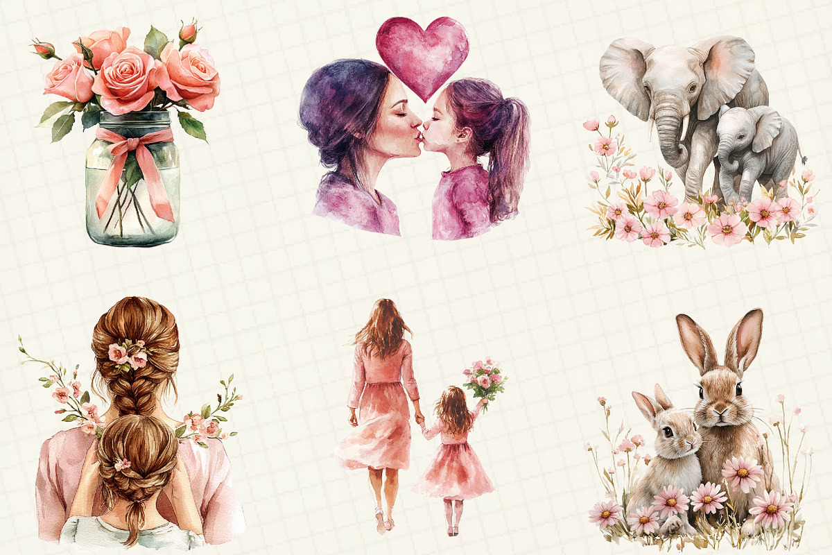 Blush Pink Mother's Day Clipart, an Illustration by OK Design (Photo 2 of 5)