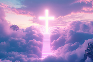 Luminous cross illuminates ascending, a Photo by Pavel_design