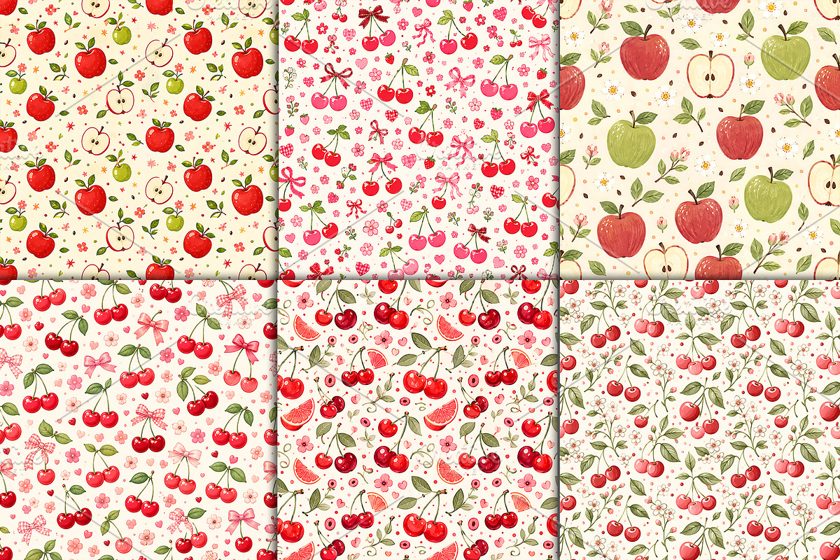 Cute Cherry Apple Fruit Pattern, a Pattern Graphic by Artonix (Photo 6 of 7)