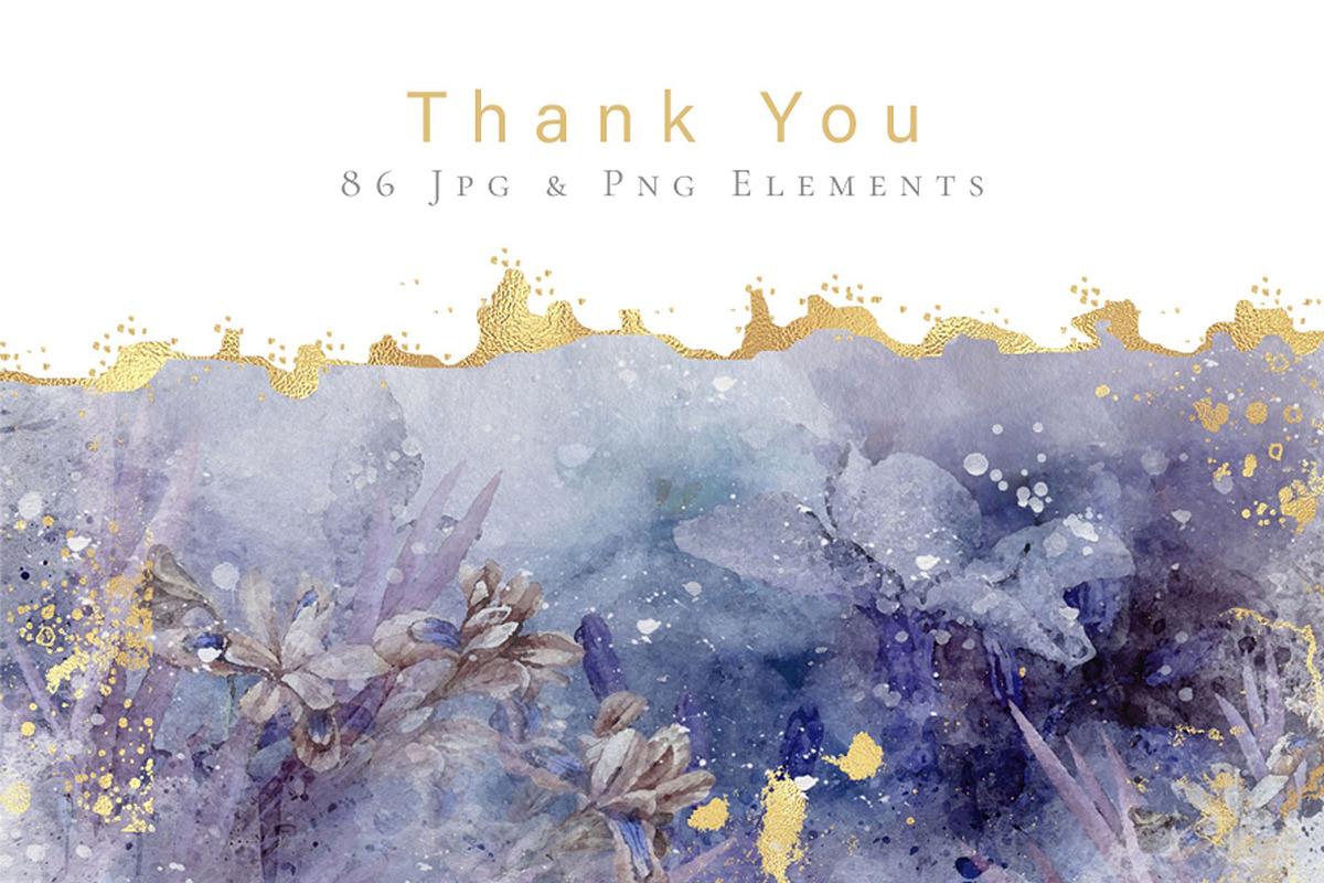 Gold & Flower Watercolor Backgrounds, a Pattern Graphic by Suna Kosem (Photo 19 of 19)