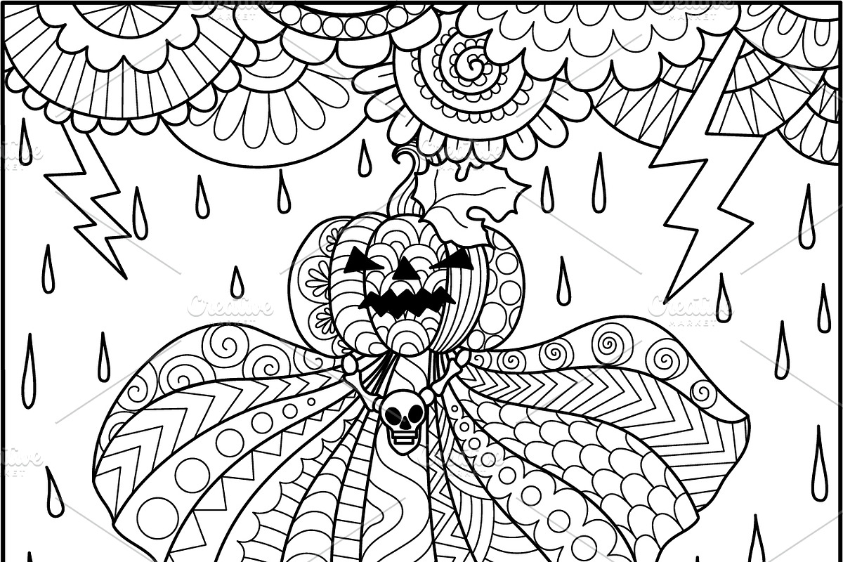 14 Halloween coloring pages, an Animal Illustration by Somjai King (Photo 8 of 15)