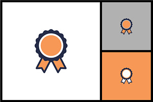 Blue and Orange Award Ribbon Medal, a Solid Icon by quadrazo