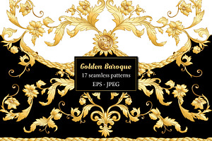 17 Golden Baroque Seamless Patterns