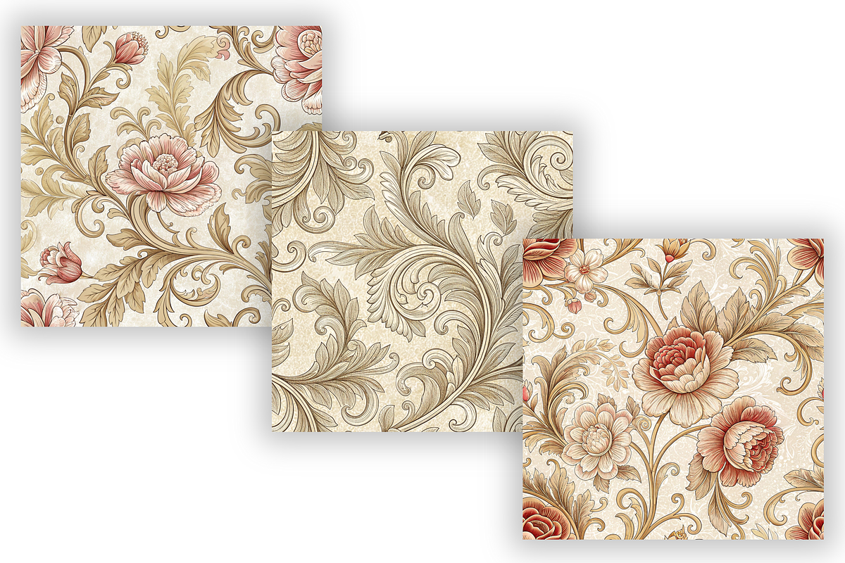 Ivory Luxury Vintage Patterns Bundle, a Pattern Graphic by FloridPrintables (Photo 4 of 6)