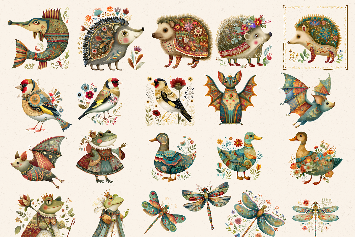 MY FOLK ART POND CLIPART PACK, an Animal Illustration by Daring Digies (Photo 3 of 8)