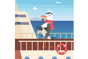 Captain seagul. cartoon character, a Transportation Illustration by Onyx