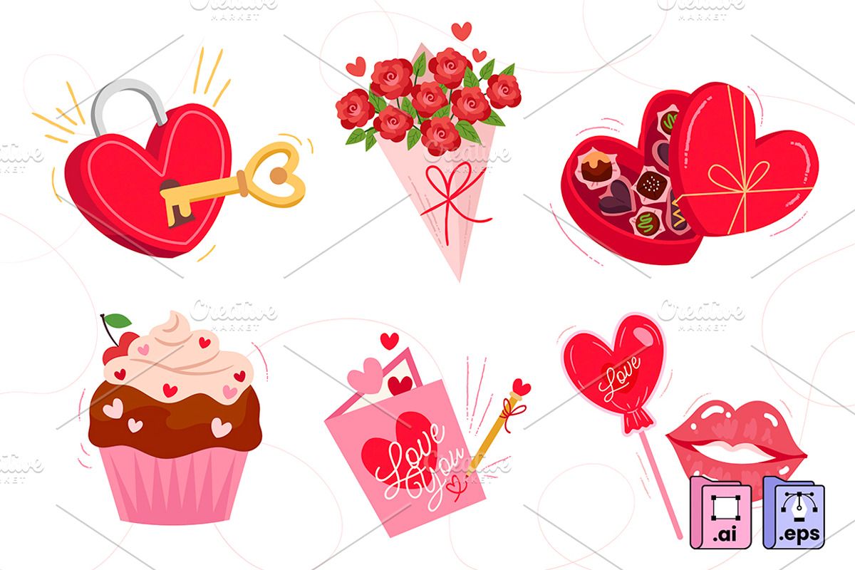 Valentine Elements Collection, a Decorative Illustration by MISS CHATZ (Photo 1 of 3)