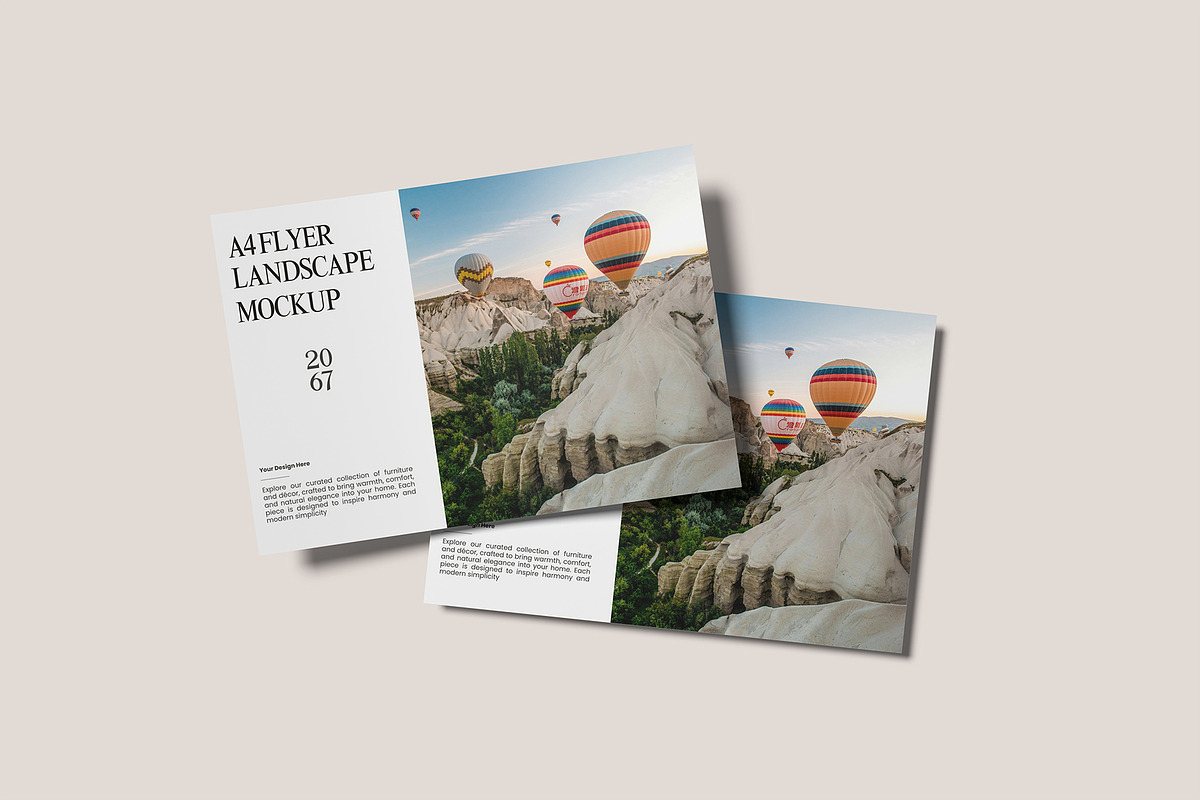 A4 Flyer Landscape Mockup, an Advertising Mockup by Bangdastudio (Photo 4 of 9)