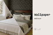 Elegant Bedroom Wallpaper Mockup, a Household Mockup by LinnestCreative (Thumbnail 1 of 6)