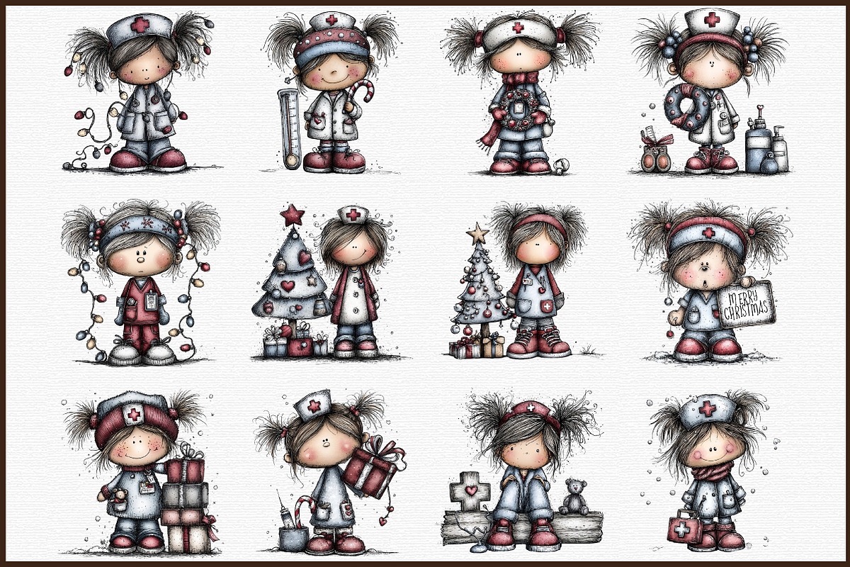 Christmas Nurse Girl Clipart, an Illustration by Sublimation Artist (Photo 3 of 6)