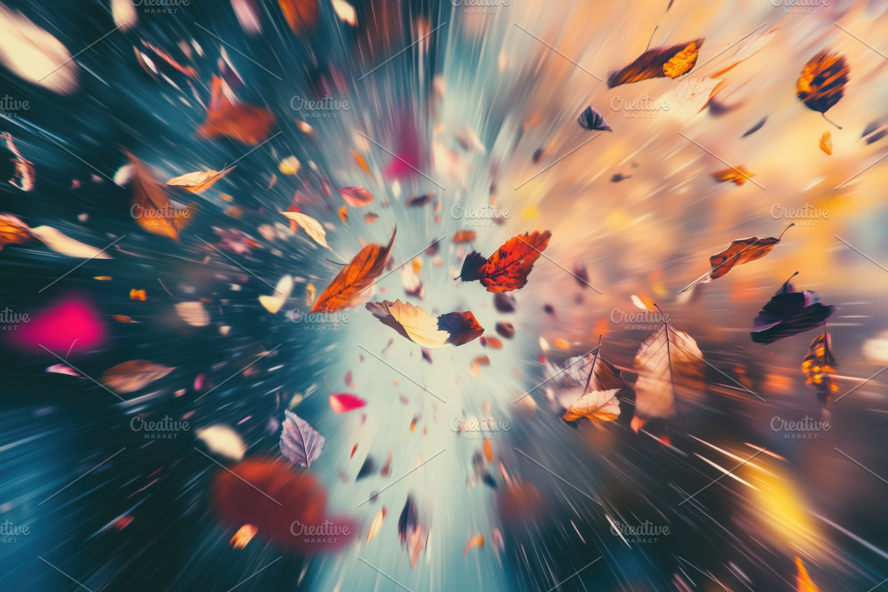 A dynamic, abstract representation of autumn leaves swirling in motion, creatin, a Photo by Textures & Backgrounds