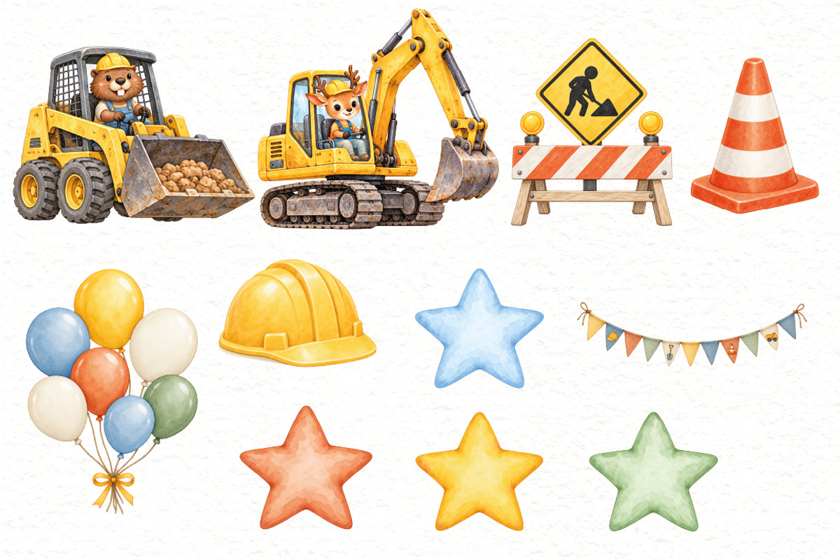 Construction Vehicles Clipart, a Transportation Illustration by Villa 11 Estudio (Photo 6 of 9)