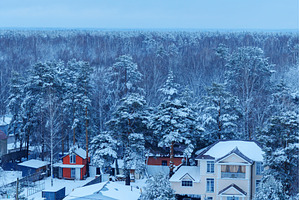 Snowy winter landscape with houses, an Architecture Photo by darksoul72