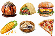 Watercolor Street Food Clipart, an Illustration by Craft Nest (Thumbnail 3 of 6)