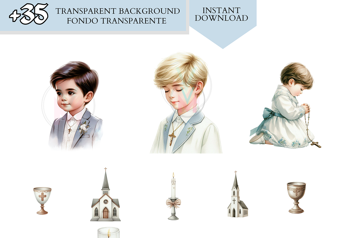 First Communion, Christian Clipart, a Person Illustration by VM PARTYS  BY TAIRUMA (Photo 10 of 10)