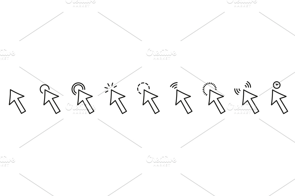 Mouse Pointer Line Icons, an Object Illustration by Gentle Studio