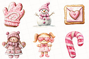 Pink Christmas Gingerbread Clipart, an Illustration by OK Design (Thumbnail 2 of 5)