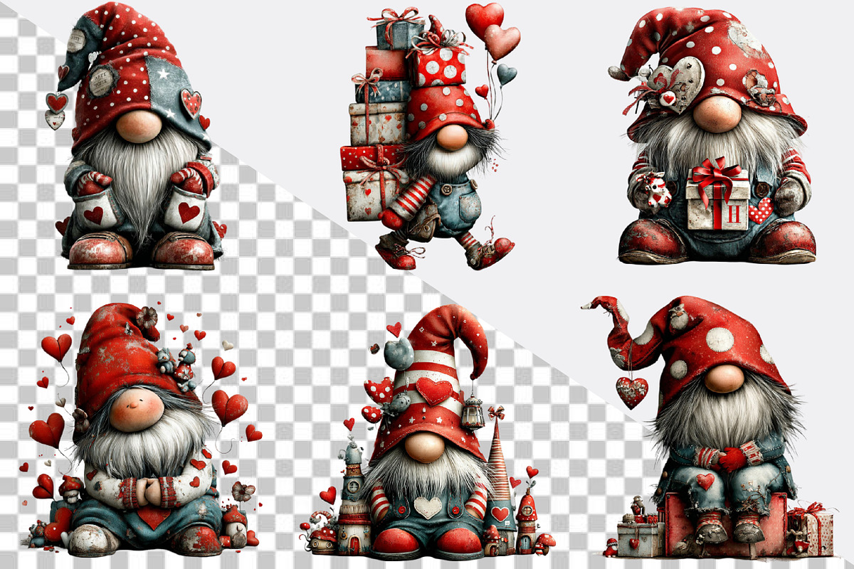 Whimsical Valentine Gnome Clipart, an Illustration by SVGArt (Photo 2 of 7)