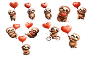 Valentines Day 20 Sloths Clipart, an Animal Illustration by PrintablesByFranklyn (Thumbnail 2 of 3)