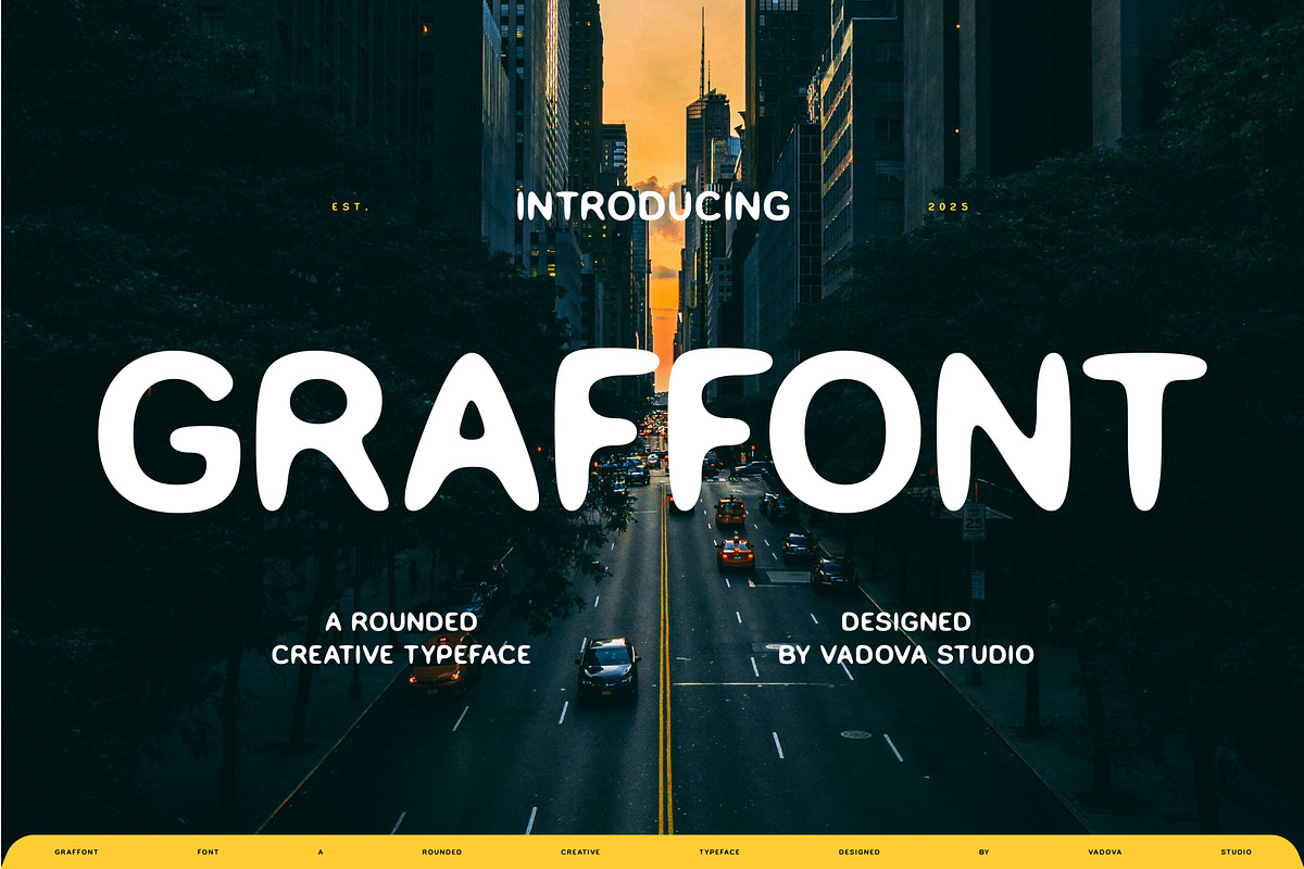 Graffont Rounded Urban Display, a Sans Serif Font by Vadovastd (Photo 1 of 7)