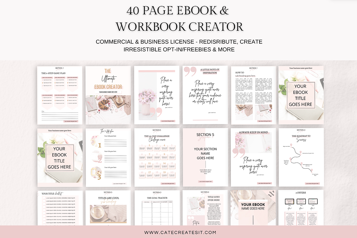 Canva course workbook ebook creator, a Templates & Theme by Cate Creates