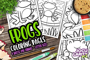 Cute Frog Coloring Pages, an Animal Illustration by Jocularity Art