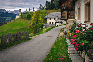 Street view and chapel of St Barbara, an Architecture Photo by Alpine Dreams
