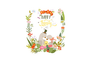 Cute Floral Frame Composed with, an Animal Illustration by Maria Starus