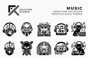 Music Icon Collection, a Solid Icon by Akatype Studio