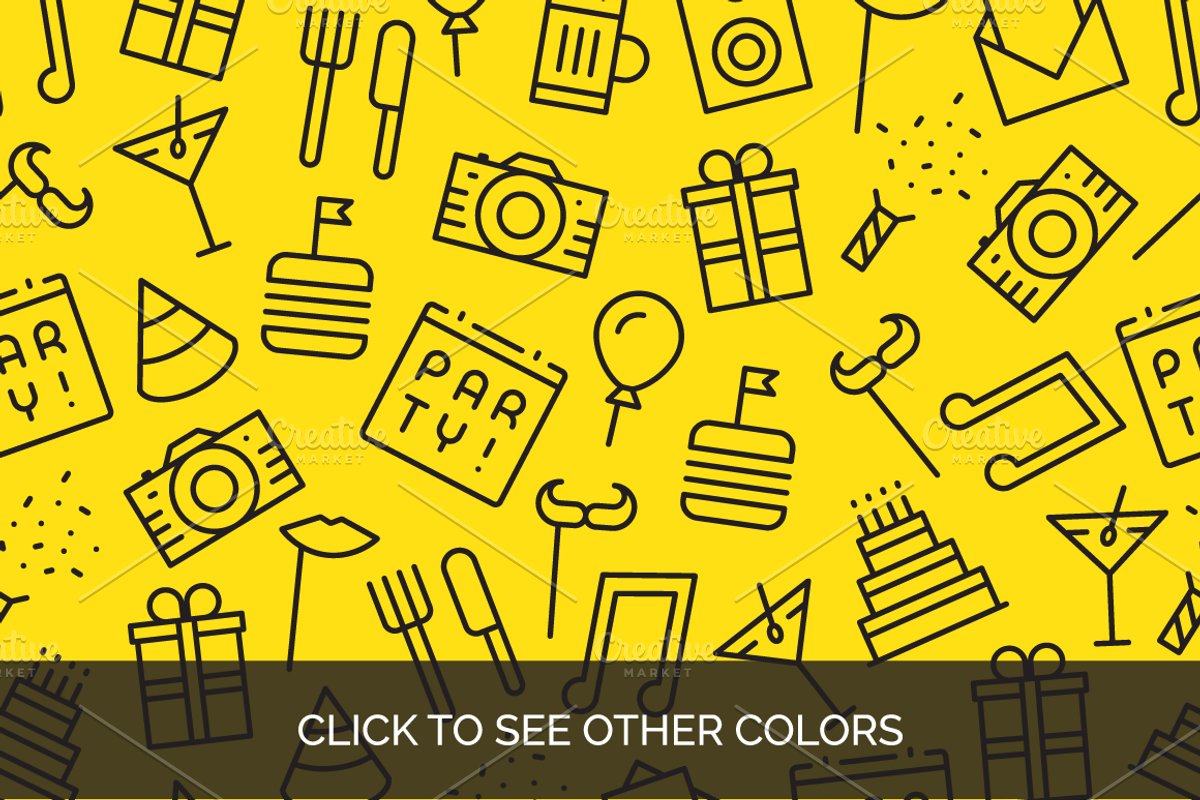 16 Party Icons + Seamless Pattern, an Outline Icon by chewkotski (Photo 5 of 6)