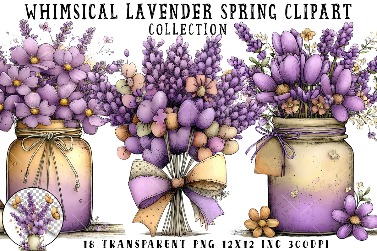 Whimsical Lavender Spring Clipart, an Illustration by OK Design (Photo 1 of 6)