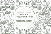 Swamp Toile de Jouy Pattern, a Pattern Graphic by Hughes Studio (Thumbnail 1 of 7)