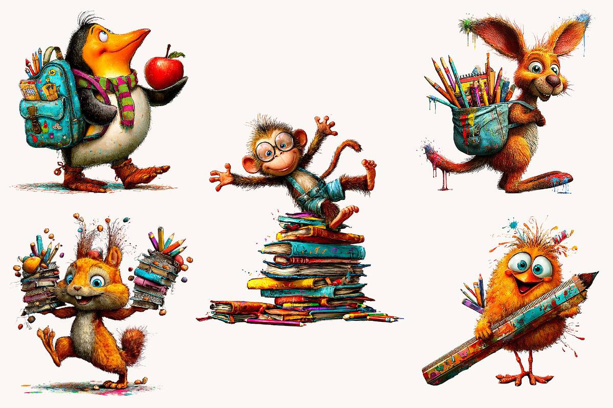 Whimsical Back to School Animals, a Seasonal Illustration by Designworld (Photo 3 of 10)