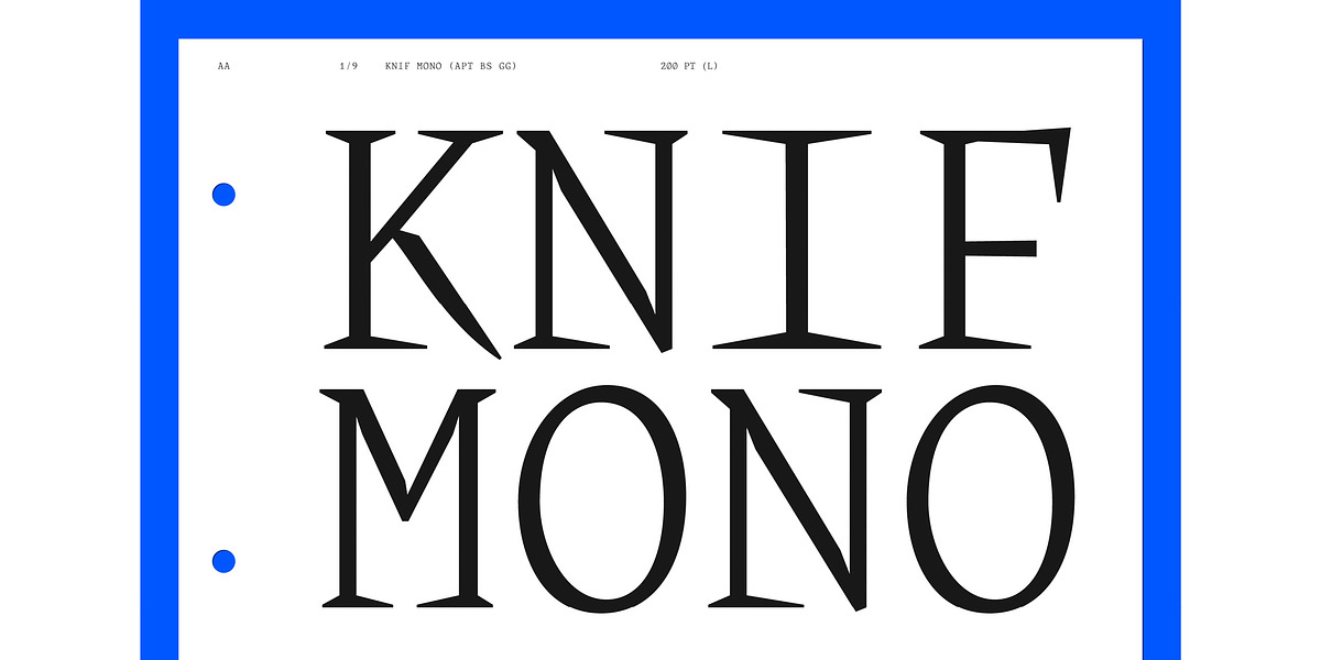 Knif Mono, a Serif Font by A is for... (Photo 1 of 5)