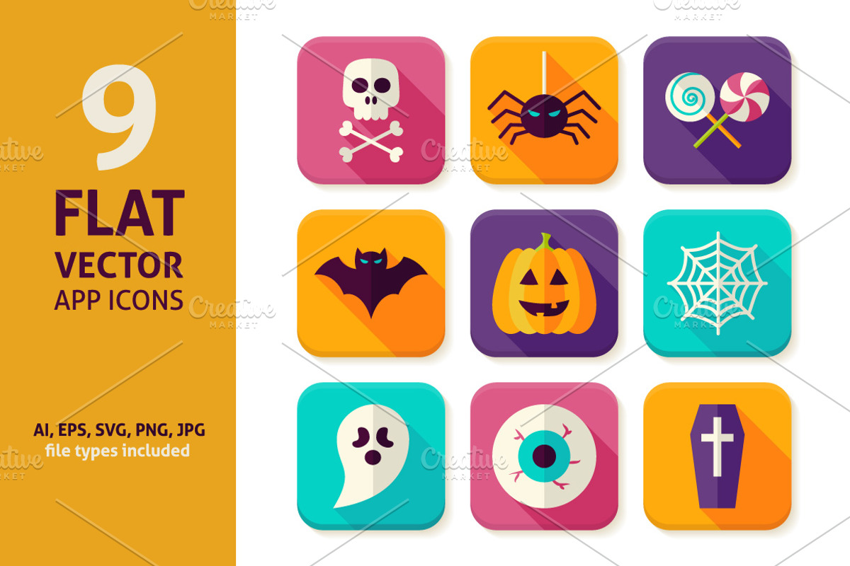 Halloween Vector Flat App Icons, an Icon by Anna_leni (Photo 2 of 7)