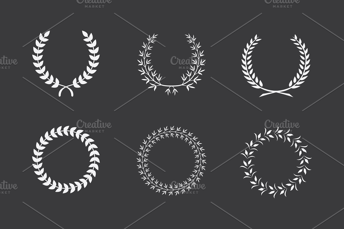 Black and white laurel wreath, a Decorative Illustration by Toufiqul