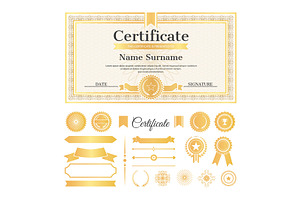 Certificate Sample With Stamps Vector Illustration