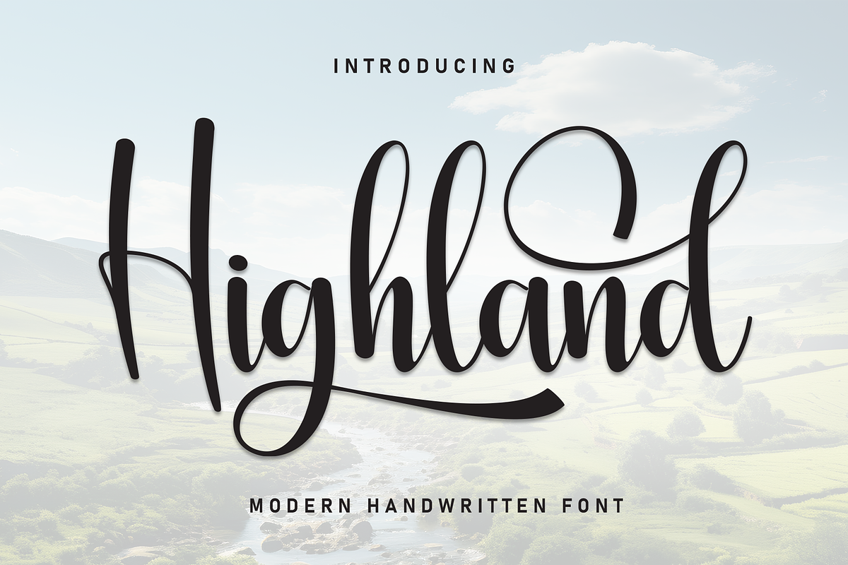 Highland | Script Font, a Handwritten Font by Scratchones (Photo 1 of 9)