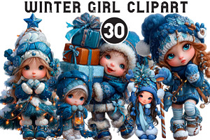 Winter Girl Clipart, an Illustration by Black Bird Studio