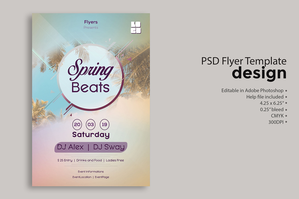 Spring Beats PSD Flyer Template, a Flyer Template by Naim Selmani (Photo 1 of 3)