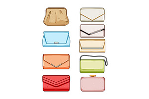 clutch bag set cartoon vector, an Object Illustration by pikepicture