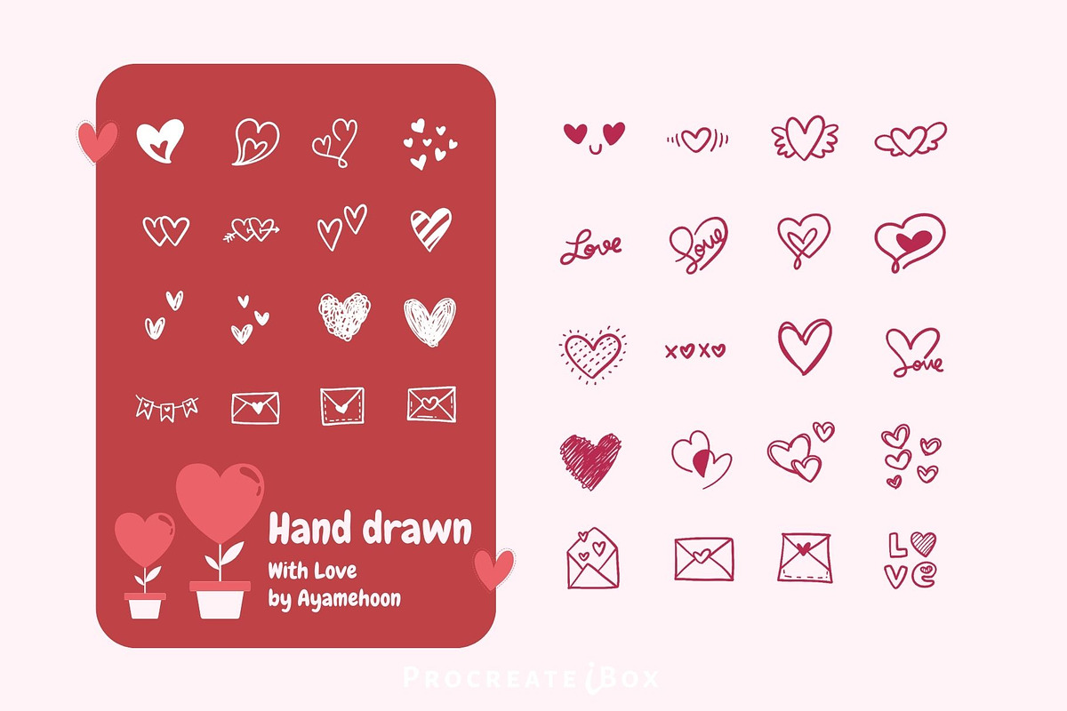 250 Procreate Valentines Stamps, a Brush Add-On by ProcreateiBox (Photo 3 of 9)