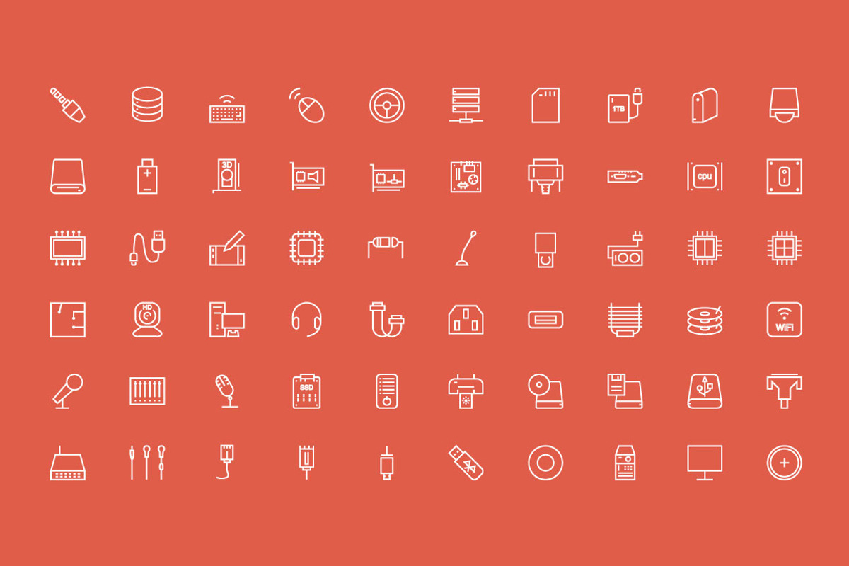 100 Computer Hardware Vector Icons preview 2