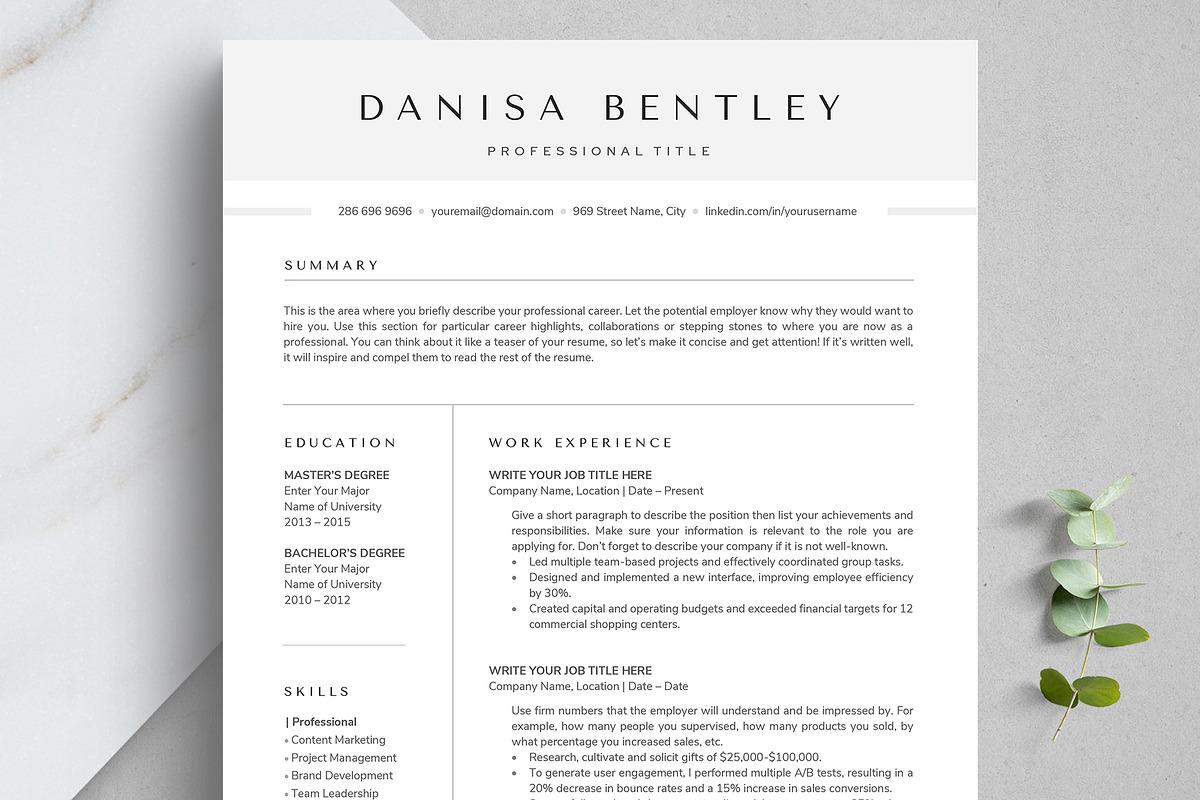 Modern Resume Template, a Resume Template by TheStandOutResume (Photo 1 of 8)