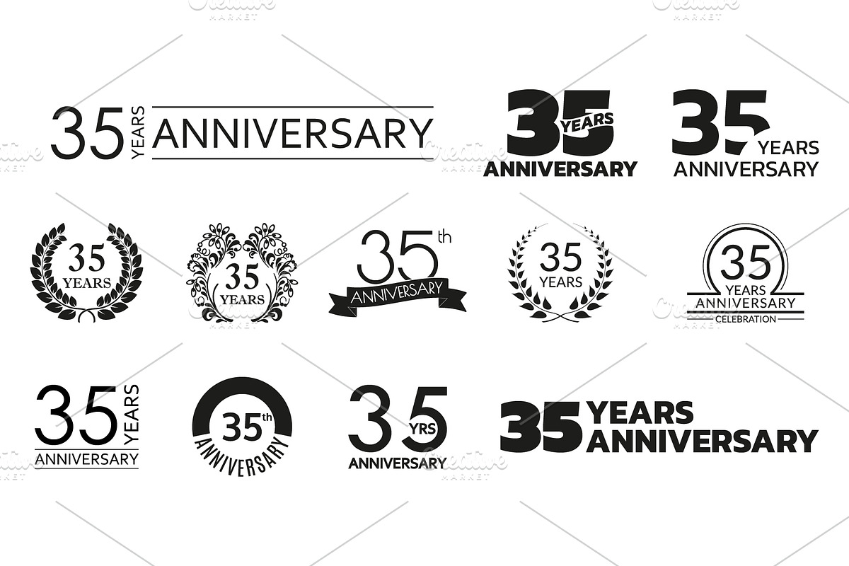 35 years anniversary icon, logo set, a Background Graphic by VM25