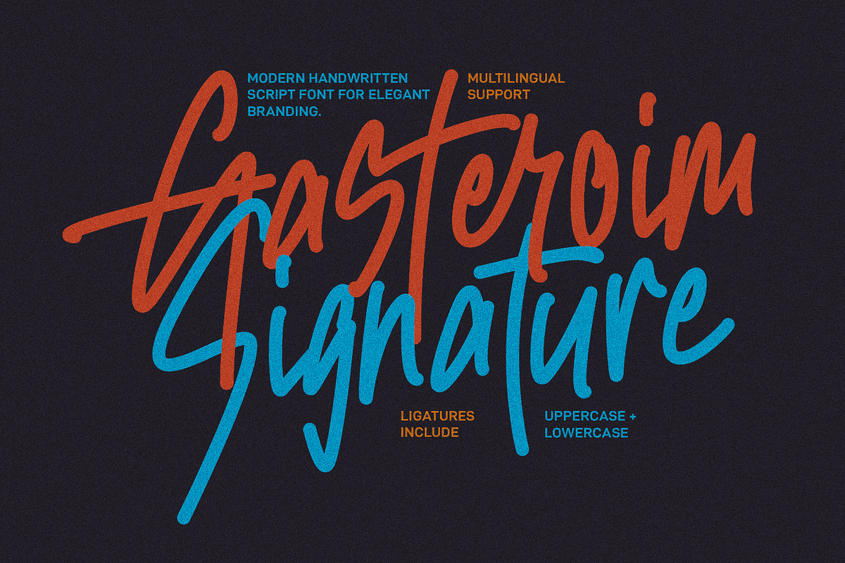 Gasteroim Signature Font Branding, a Script Font by Maulana Creative (Photo 1 of 7)