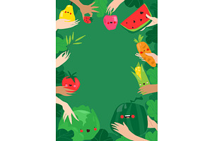 Cute Frame with Hands holding, a Food Illustration by Maria Starus