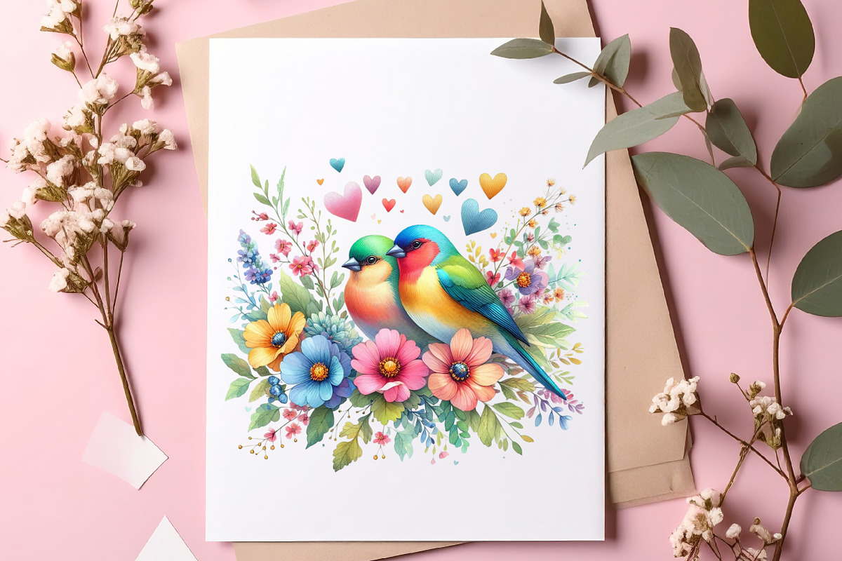Romantic Bird Couples Clipart, an Illustration by SinaCreation (Photo 8 of 11)