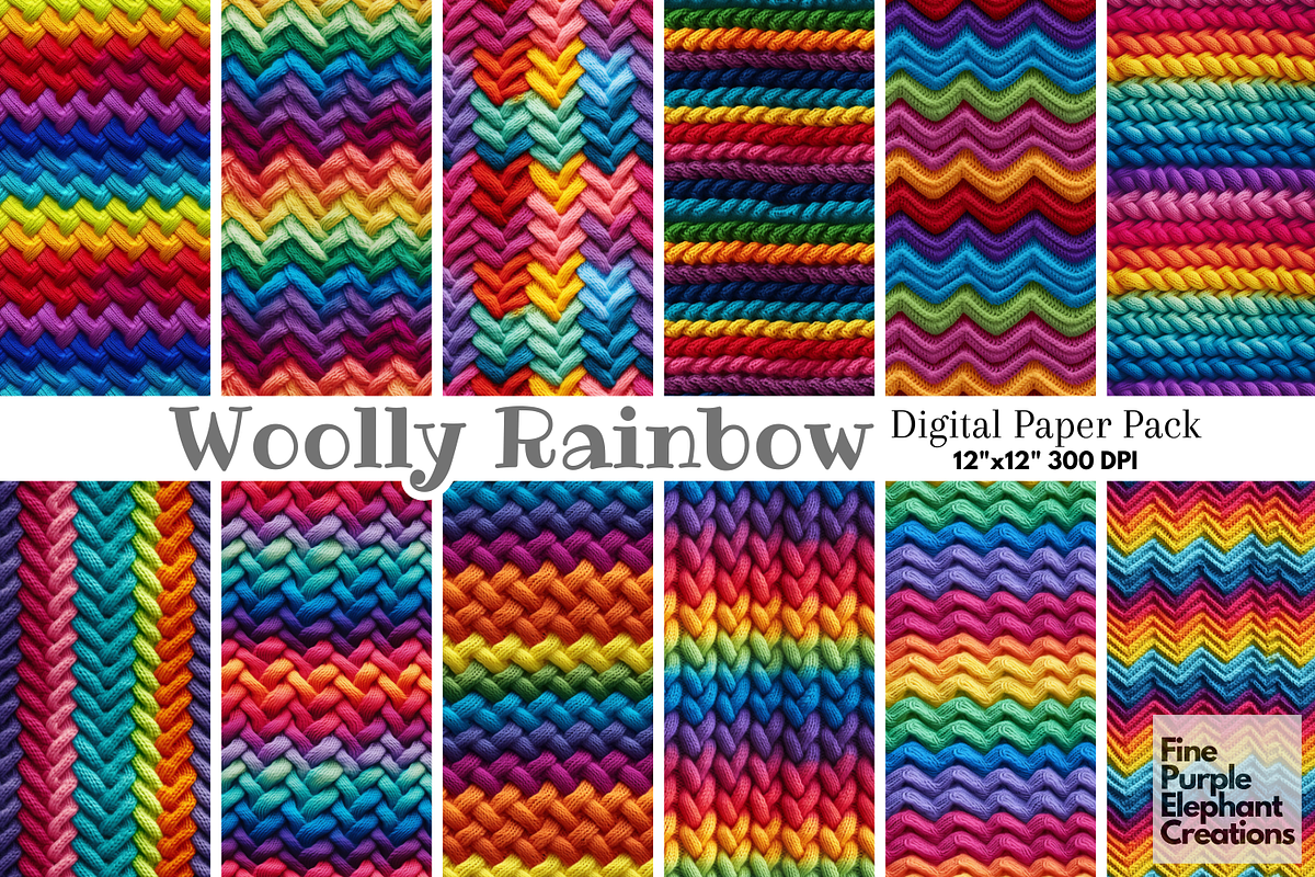 Rainbow Knit Fabric Texture Pattern, a Texture Graphic by Fine Purple Elephant (Photo 1 of 5)